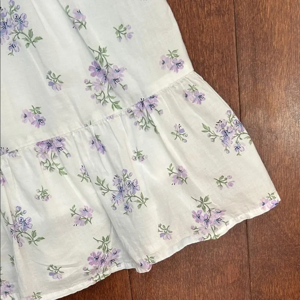 Gymboree Girl’s Adorable Purple & White Floral Kids Dress with Ruffles, Size 8